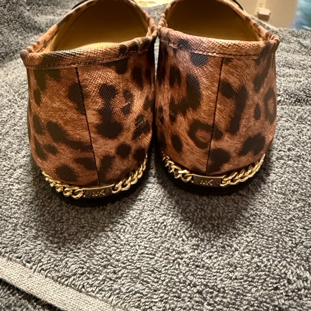 Michael Kors Leopard Print Flats with Gold Chain